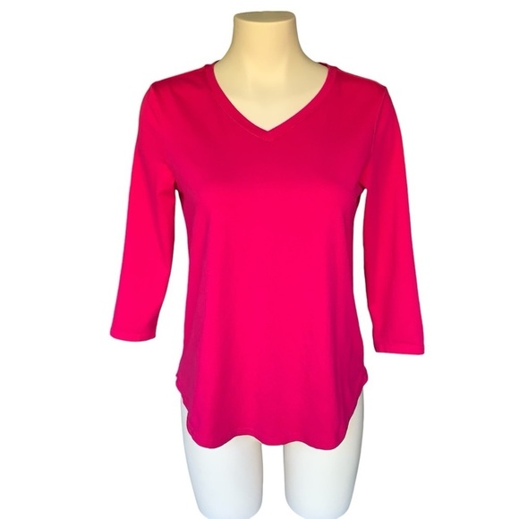 2/$10 MOVING SALE Weatherproof Vintage Women's 3/4 Sleeve V Neck T-shirt Pink - Picture 3 of 15